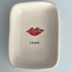 Rae Dunn trinket dish “CHARM.”